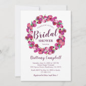 Invitation Couronne florale aquarelle rose pour douche de mar (Devant)