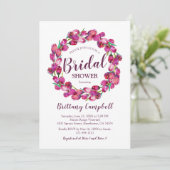 Invitation Couronne florale aquarelle rose pour douche de mar (Debout devant)