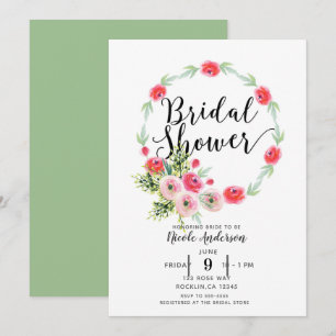 Invitation Couronne Florale Aquarelle Vintage pour Baby Showe