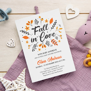 Invitation Couronne florale automnale Tombez amoureux Baby Sh