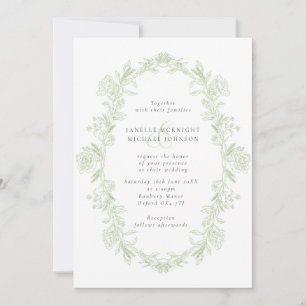 Invitation Couronne florale baroque de sauge élégante pour ma