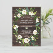 Invitation Couronne florale blanche en aquarelle Mariage en b (Debout devant)