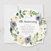 Invitation Couronne florale blanche et marine pour 10e annive (Devant)