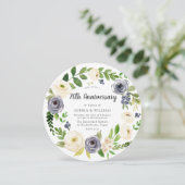 Invitation Couronne florale blanche et marine pour 70e annive (Debout devant)