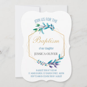 Invitation Couronne florale bleue chrétienne