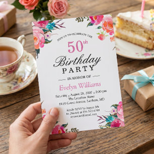 Invitation Couronne florale botanique aquarelle pour fête d'a