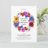 Invitation Couronne florale Bright & Bold pour fête d'anniver (Debout devant)