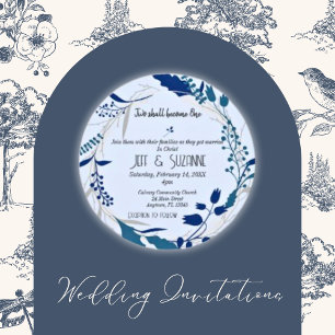Invitation Couronne florale chrétienne Deux deviendront un ma