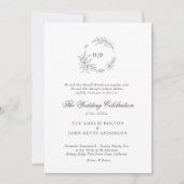 Invitation Couronne Florale Classique Monogramme Mariage (Devant)