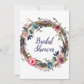 Invitation Couronne florale de bâtons rustiques Mariage moder (Devant)