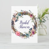 Invitation Couronne florale de bâtons rustiques Mariage moder (Debout devant)