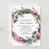 Invitation Couronne florale de bâtons rustiques Mariage moder (Dos)