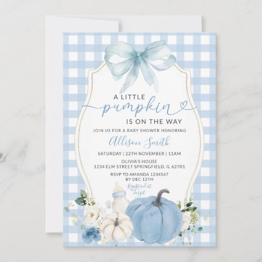 Invitation Couronne florale de citrouille automnale Baby Show (Devant)