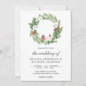 Invitation Couronne florale de feuilles de pin rustique pour  (Devant)