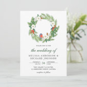 Invitation Couronne florale de feuilles de pin rustique pour  (Debout devant)
