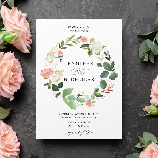 Invitation Couronne florale de mariage Blush Spring