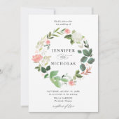 Invitation Couronne florale de mariage Blush Spring (Devant)