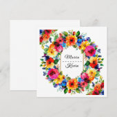 Invitation Couronne florale de mariage colorée (Devant / Derrière)