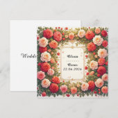 Invitation Couronne florale de mariage colorée (Devant / Derrière)