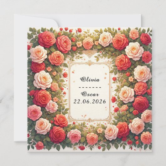 Invitation Couronne florale de mariage colorée (Devant)