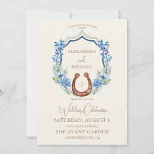 Invitation Couronne florale de mariage occidental monogramme