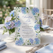Invitation Couronne florale de mariée avec hydrangeas bleus
