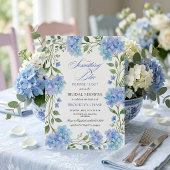 Invitation Couronne florale de mariée avec hydrangeas bleus