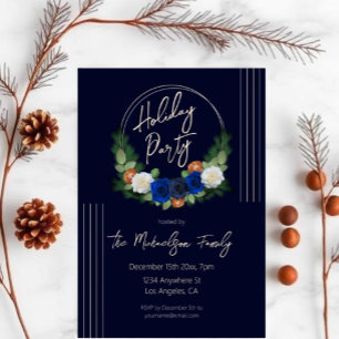 Invitation Couronne florale de minuit pour fête de fêtes