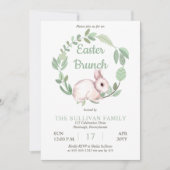Invitation Couronne florale de Pâques lapin chèvre sauge  (Devant)