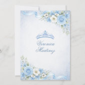 Invitation Couronne florale de princesse à ruban bleu poussié (Dos)