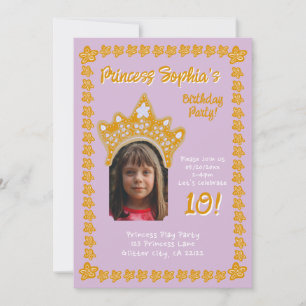 Invitation Couronne florale de princesse rose orchidée Photo