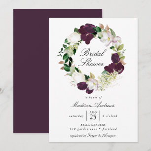 Invitation Couronne florale de prune foncée Lancement de ma