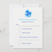 Invitation Couronne florale de réponse de mariage pensée bleu (Dos)
