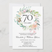 Invitation Couronne florale de roses 70e anniversaire de mari (Devant)
