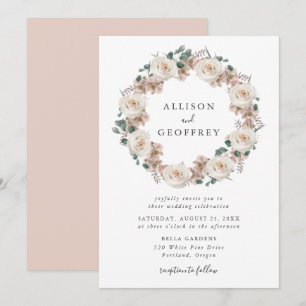 Invitation Couronne florale de roses et d'orchidées à l'aquar
