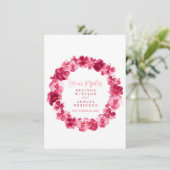 Invitation Couronne florale de RSVP de mariage pensée rouge (Debout devant)