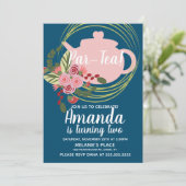 Invitation Couronne florale de thé fantaisiste rose rouge ble (Debout devant)