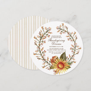 Invitation Couronne florale de tournesol rustique pour le dîn