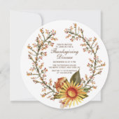 Invitation Couronne florale de tournesol rustique pour le dîn (Devant)