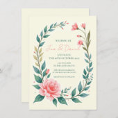 Invitation Couronne Florale Délicate (Devant / Derrière)