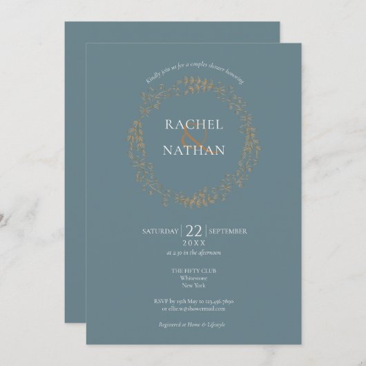 Invitation Couronne florale délicate | Fête de couples (Devant / Derrière)