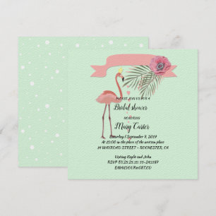 Invitation Couronne florale délicate, flamants roses,