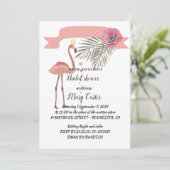 Invitation Couronne florale délicate, flamants roses, (Debout devant)