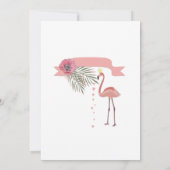 Invitation Couronne florale délicate, flamants roses, (Dos)