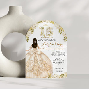Invitation Couronne Florale d'Ivoire Princesse Coquette Quinc