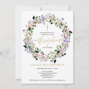 Invitation Couronne florale élégante de lavande pour confirma