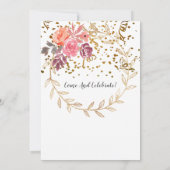 Invitation Couronne florale élégante pailletée 10e mariage (Dos)