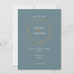 Invitation Couronne florale élégante Sauvegarder la date
