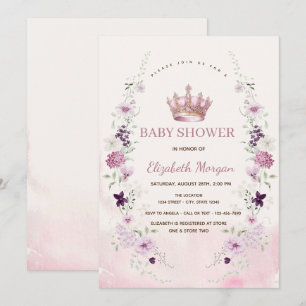 Invitation Couronne florale en lavande aquarelle pour Baby Sh