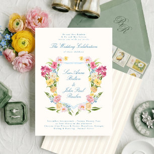 Invitation couronne florale française botanique classique de